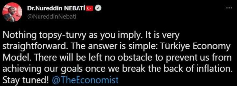 Bakan Nebatiden The Economist dergisine: “Ters giden bir şey yok”