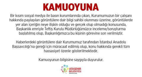 Ataşehir Belediyesinden rüşvet iddialarına ilişkin açıklama