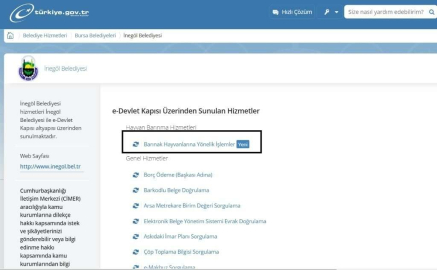 İnegölde E-Devlet Üzerinden Hayvan Sahiplenme İşlemi Başladı
