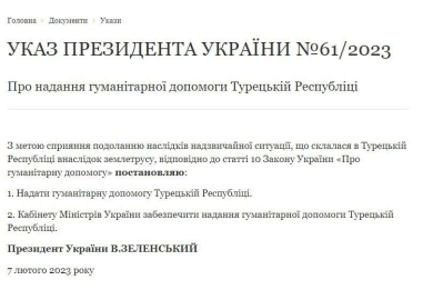 Zelenskiy Türkiyeye yardım sağlanmasına ilişkin kararı imzaladı