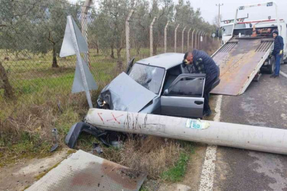 Otomobil Elektrik Direğine Çarptı