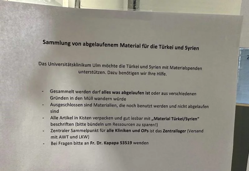 Almanyada bir hastaneden tepki çeken duyuru: Tarihi geçmiş ürünleri depremzedelere gönderin
